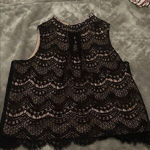 Haute Monde Black Lace Sleeveless Blouse
